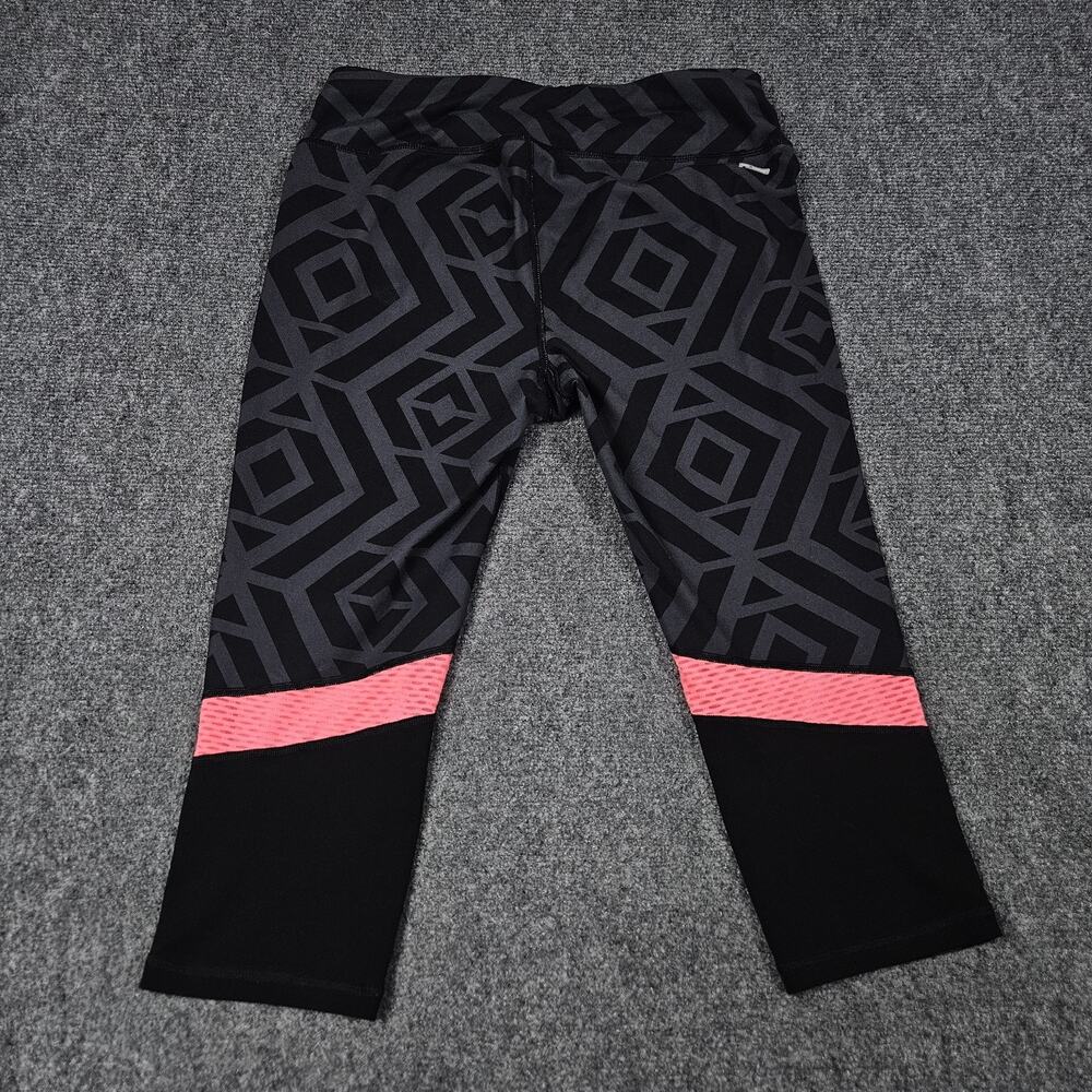Danskin Womens Athletic Capri Fitted Leggings Medium (8-10) Geometric Black Grey